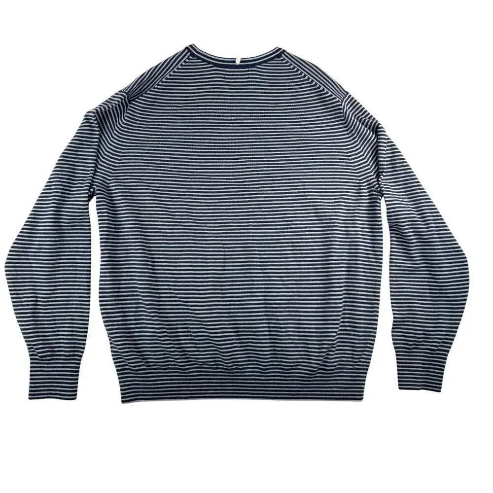 Banana Republic mens striped extra fine merino wool sweater‎ stiped navy sz XXL